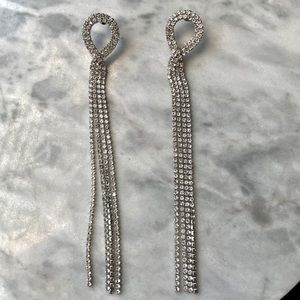 Silver Long Tassel Dangle Earrings
